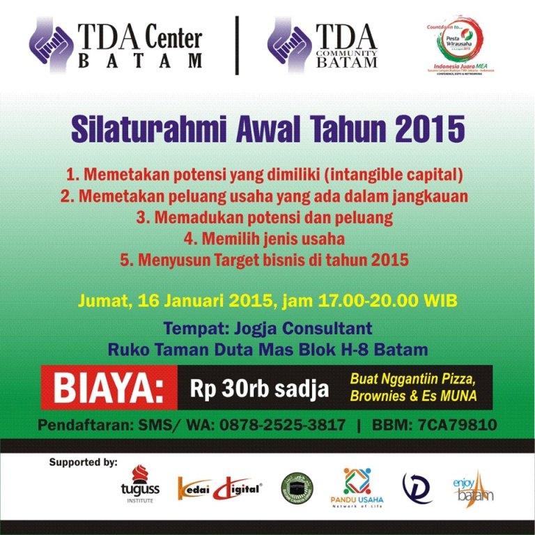16 Januari 2015 Silaturahmi TDA Batam, Mengupas Seri Workshop Business TDA Batam 2015