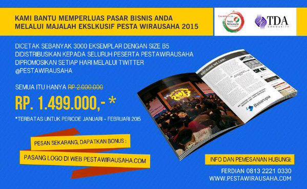 Promosikan Bisnis Anda di Majalah Pesta Wirausaha TDA