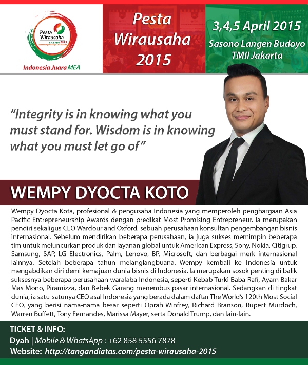 Belajar Secara Langsung dari Entrepreneur Kelas Dunia, Wempy Dyocta Koto di Pesta Wirausaha Nasional TDA 2015