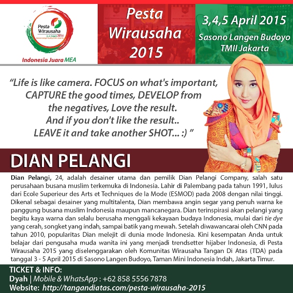 Belajar dari Dian Pelangi, Maestro Hijab Indonesia di Pesta Wirausaha Nasional TDA 2015