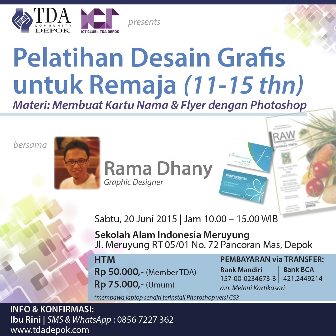 20 Juni 2015 Workshop Pelatihan Desain Grafis Untuk Remaja - TDA Depok Forum