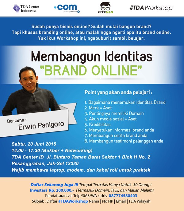 20 Juni 2015 Seminar 'Membangun Identitas Brand Online' - TDA Center Indonesia