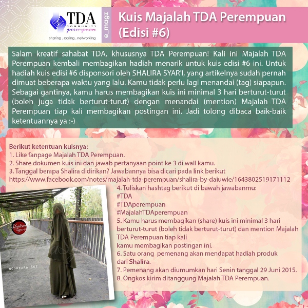Kuis Majalah TDA Perempuan (Edisi #6)