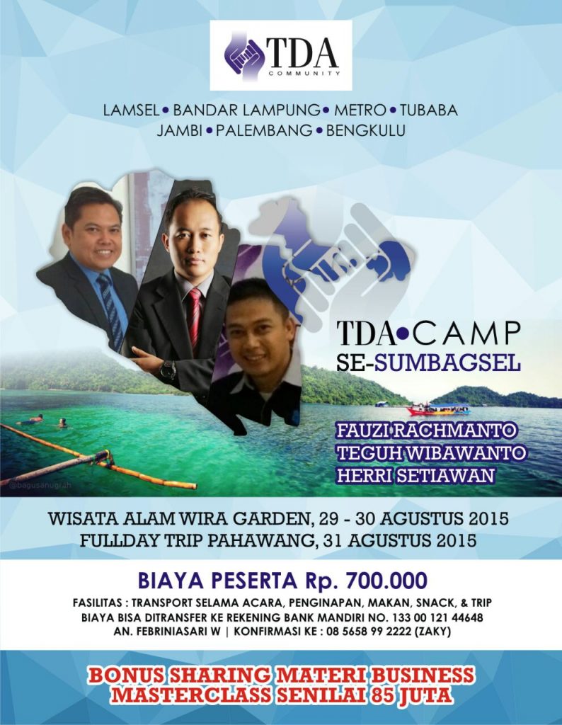 29-31 Agustus 2015 TDA Camp Sumatera Bagian Selatan (SumBagSel)