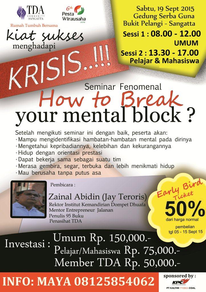 19 September 2015 Seminar 'How to Break Your Mental Block' - TDA Sangatta Forum