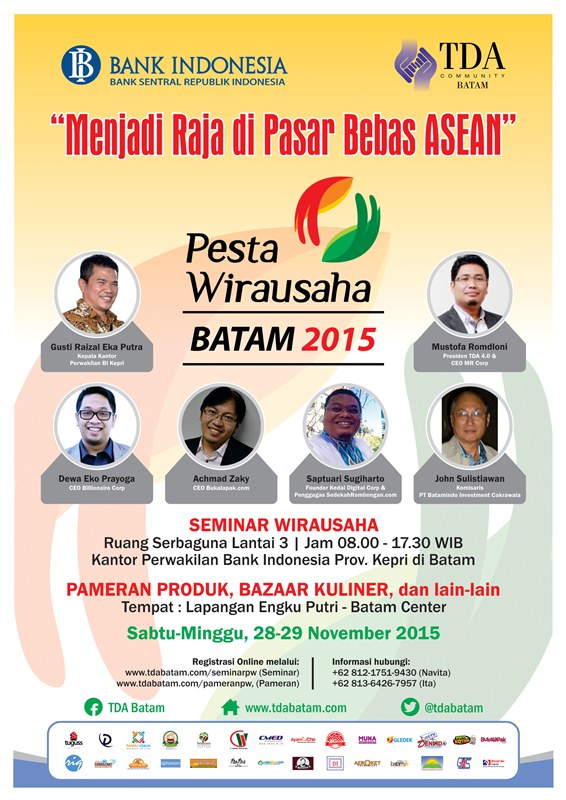 28 - 29 November 2015 Pesta Wirausaha Batam (Siaran Pers) - TDA Batam