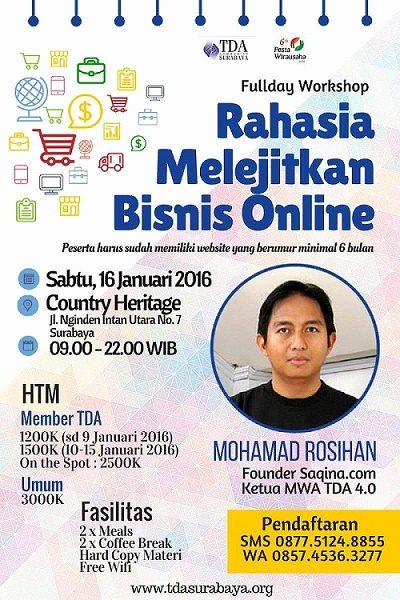 16 Januari 2016 Workshop 'Rahasia Melejitkan Bisnis Online' - TDA Surabaya Forum