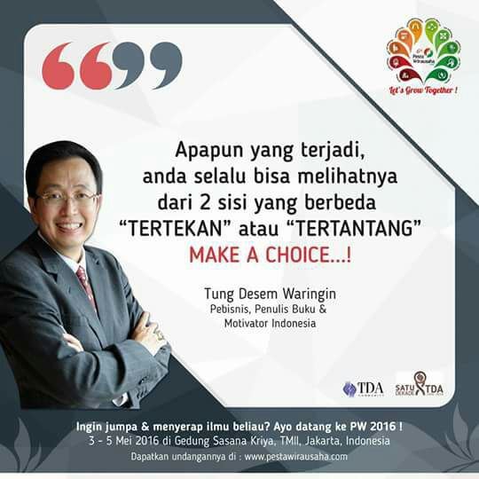 Mau Tahu Ilmu Marketing Revolution TDW yang Tidak Biasa ? Hadiri Pesta Wirausaha 2016