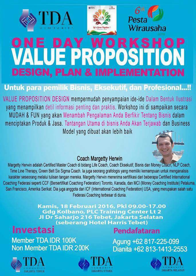 18 Februari 2016 Workshop Series 'Sales & Marketing dengan Value Proposition Design' - TDA Jakarta Selatan Forum