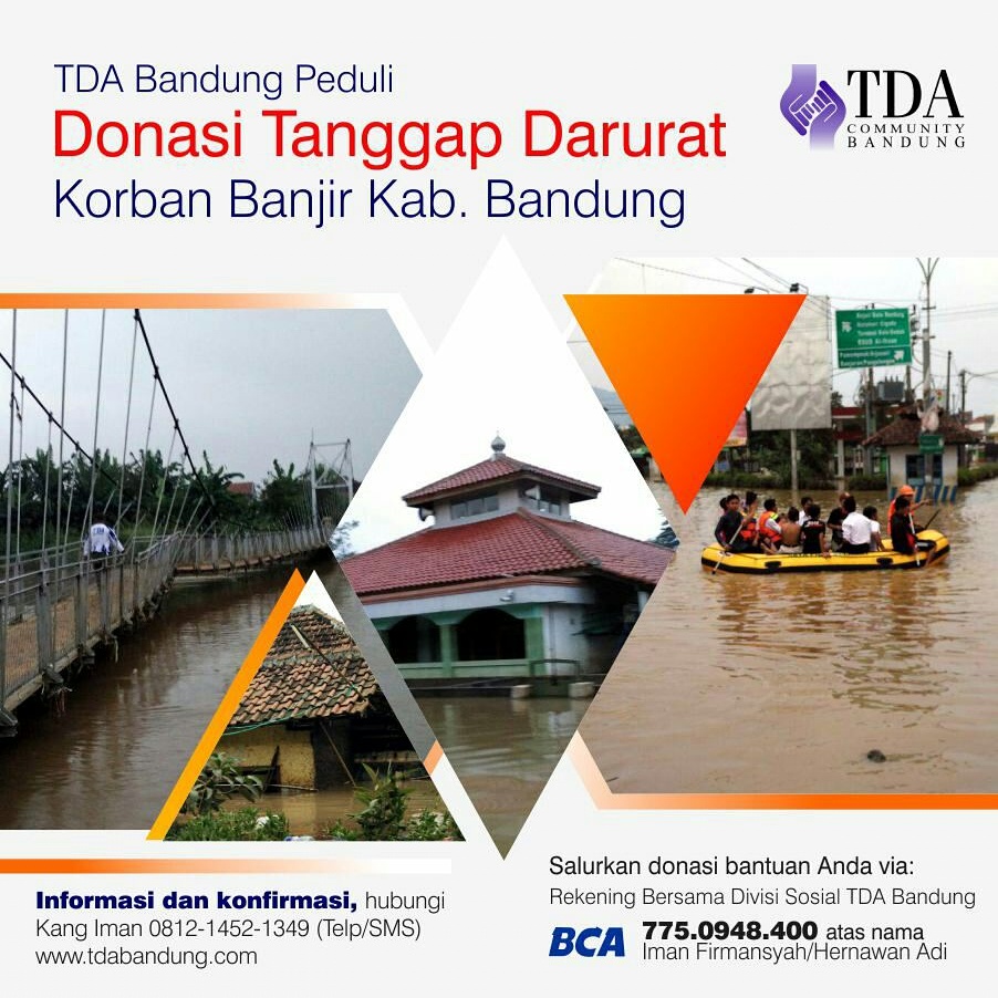 Donasi Tanggap Darurat Korban Banjir Kab. Bandung - TDA Bandung Peduli