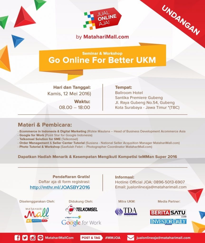 12 Mei 2016 Workshop 'Go Online for Better UKM' - TDA Surabaya Forum