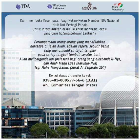 Memanggil Member TDA Nasional untuk Berdonasi Buat Rumah Baru 'TDA Center'