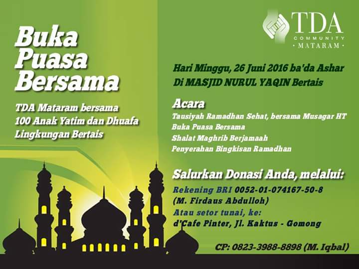 26 Juni 2016 Buka Puasa Bersama Anak Yatim & Dhuafa - TDA Mataram Forum