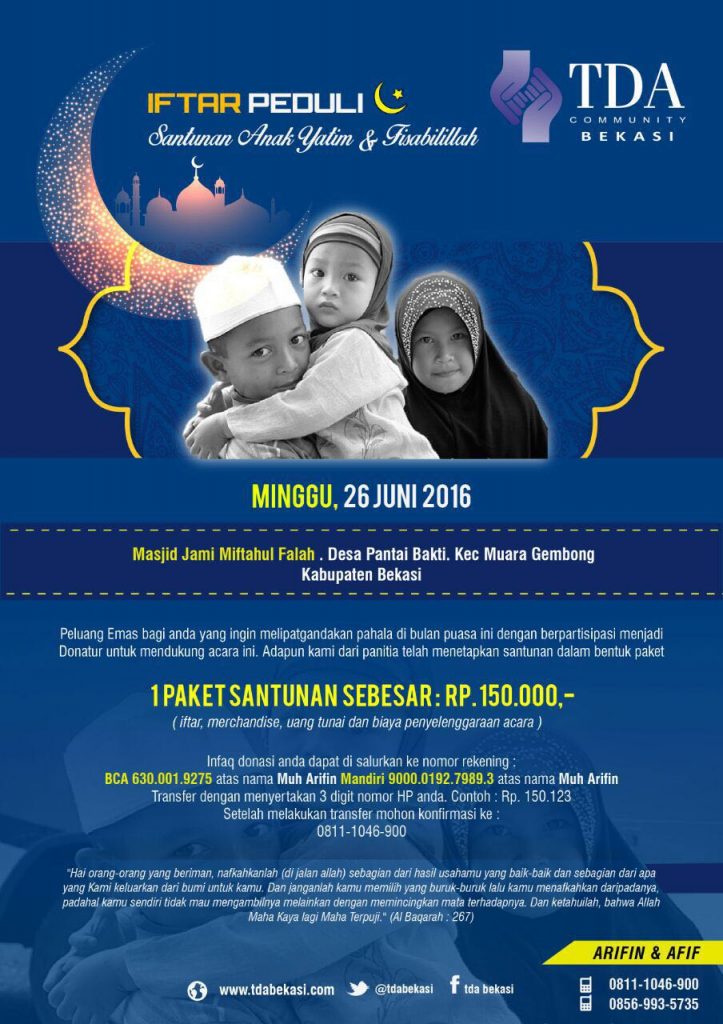 26 Juni 2016 Buka Bersama, Santunan Anak Yatim dan Fisabilillah - TDA Bekasi Forum