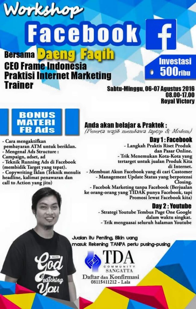 06 - 07 Agustus 2016 Workshop Facebook Marketing - TDA Sangatta Forum