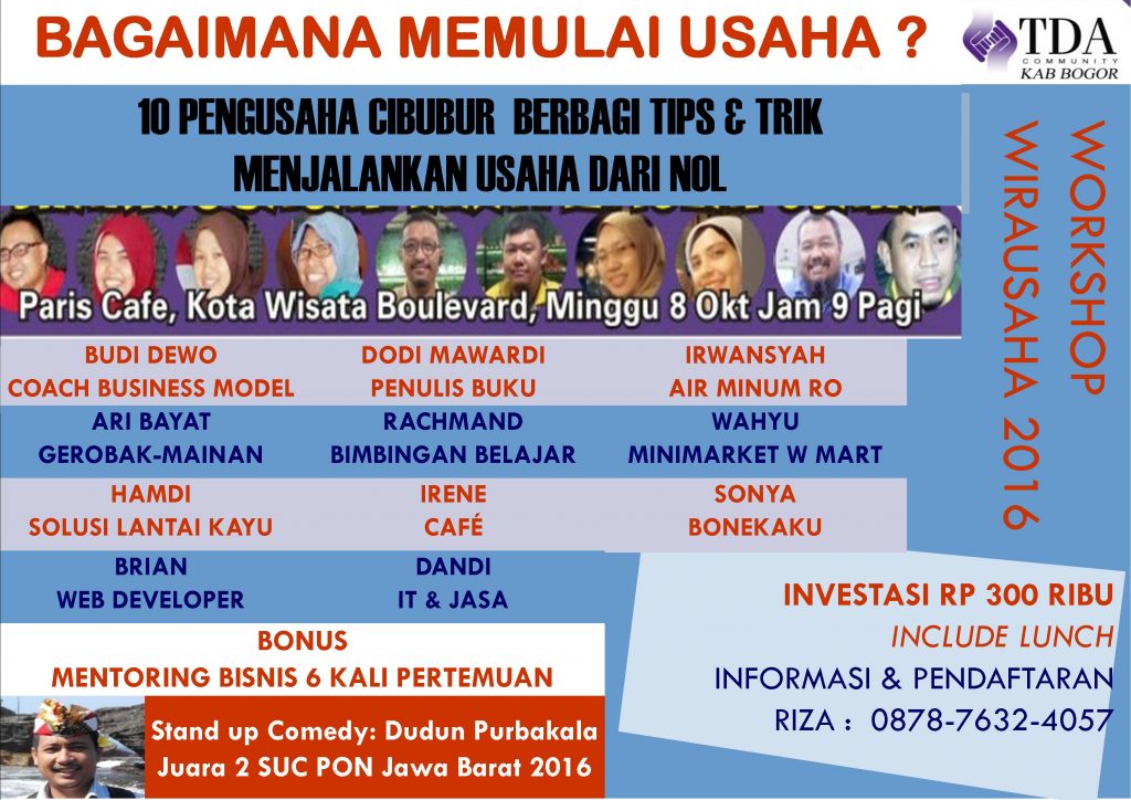 8 Oktober 2016 Workshop 'Bagaimana Memulai Usaha' - TDA Kabupaten Bogor Forum