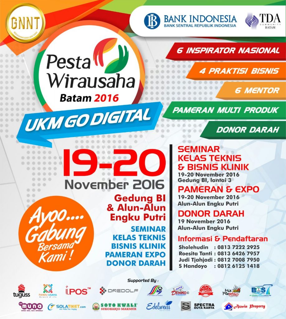 Pesta Wirausaha Batam 2016 'UKM Go Digital' - PW TDA Batam (19-20 November 2016)