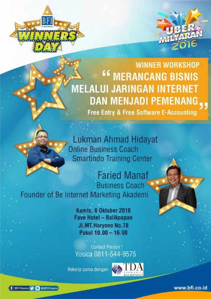 6 Oktober 2016 Workshop ' Merancang Bisnis Melalui Jaringan Internet' - TDA Balikpapan Forum