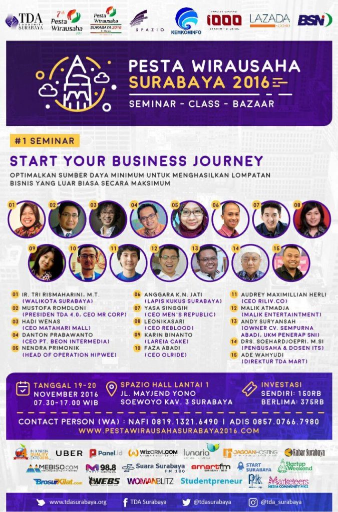 Pesta Wirausaha Surabaya 2016 'Start Your Business Journey' - PW TDA Surabaya (19 – 20 November 2016)