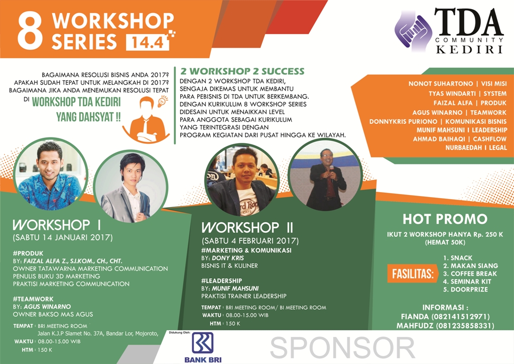8 Workshop Series - TDA Kediri Forum ( Januari & Februari 2017)