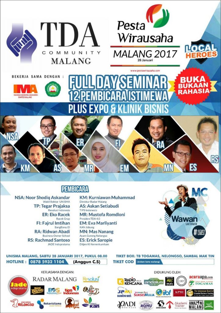 Pesta Wirausaha Malang 2017 'Local Heroes' - PW TDA Malang (28 Januari 2017)