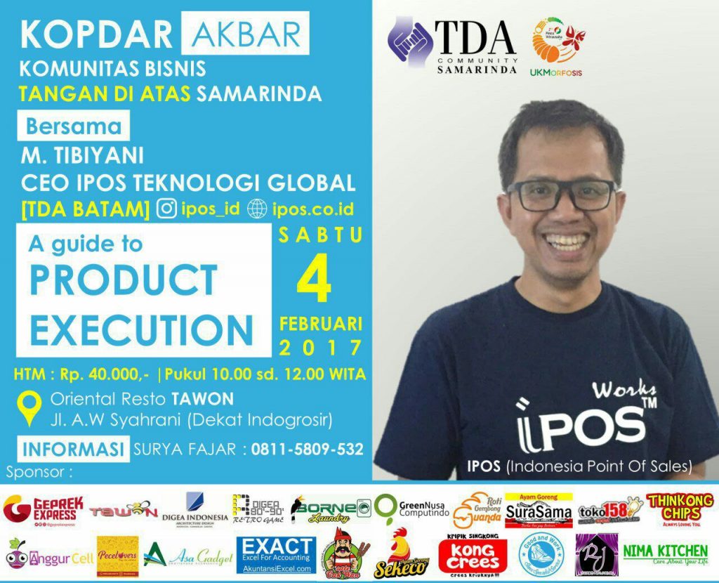 Kopdar dan Seminar 'A Guide to Produk Execution' - TDA Samarinda Forum (4 Februari 2017)