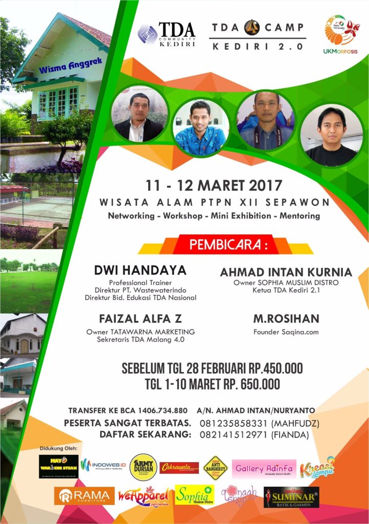 TDA Camp (Networking-Worshop-Mini Exhibition-Mentoring) - TDA Kediri Forum (11-12 Maret 2017)