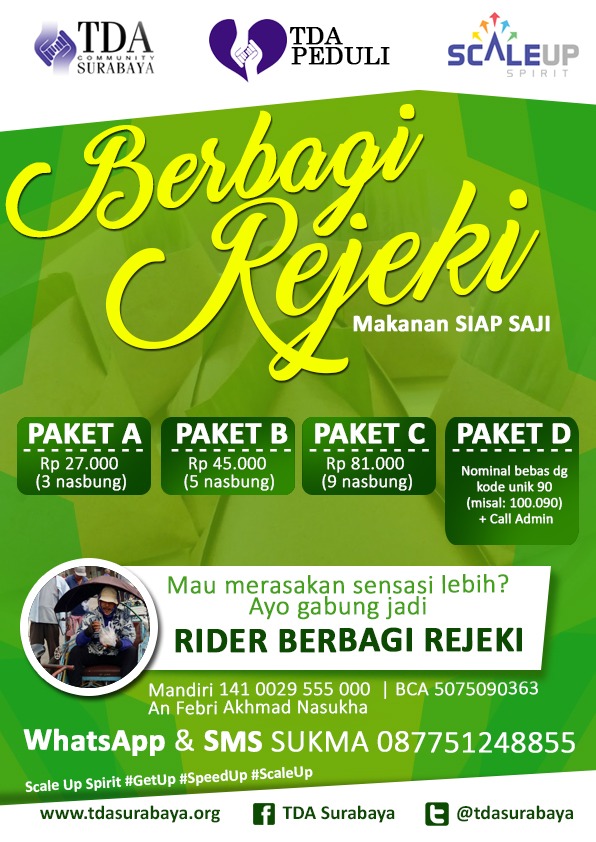 TDA Peduli Surabaya Berbagi 250 Nasi Bungkus  4 Oktober 2017
