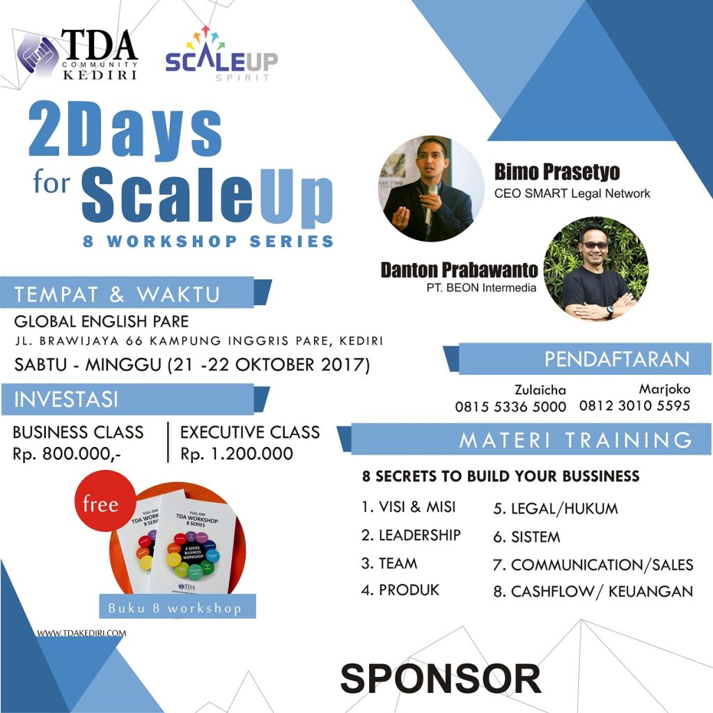 21 - 22 Oktober 2017 Two Day Scaleup Bisniss With 8 Workshop Series