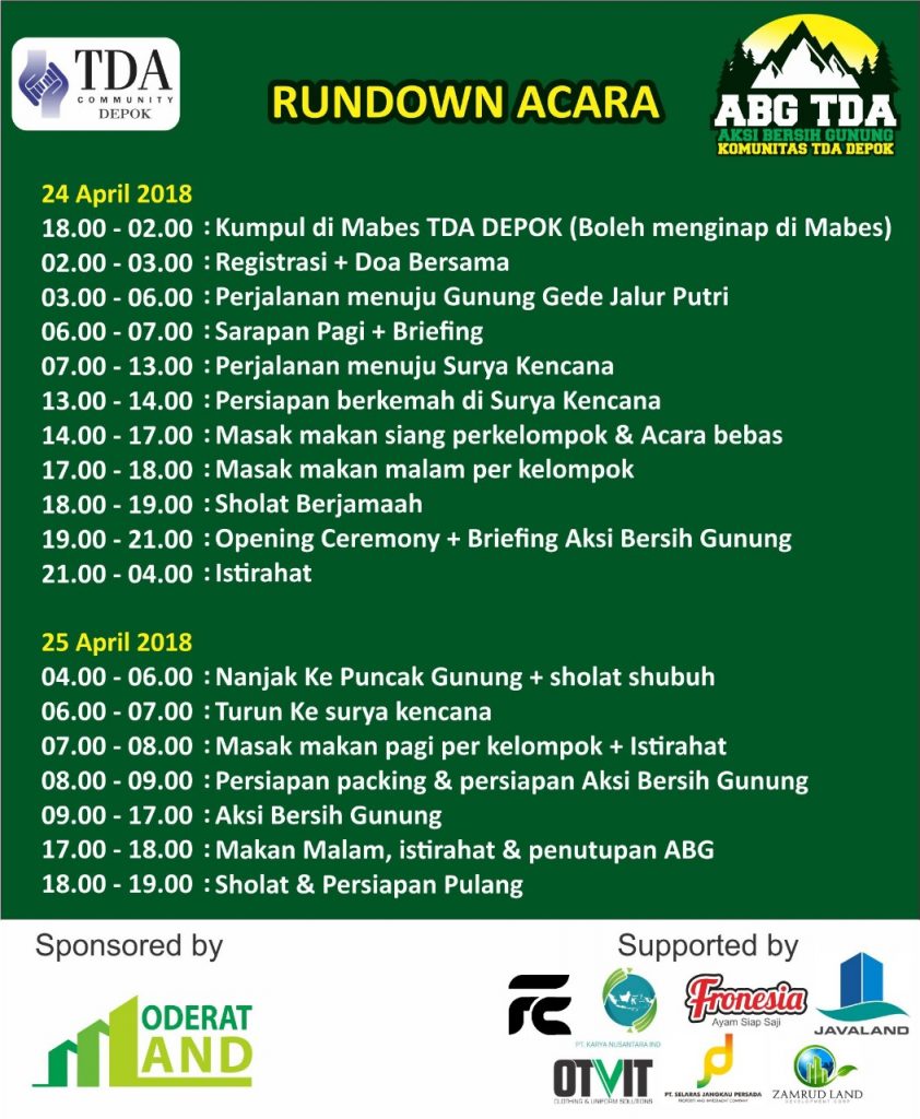 Aksi Bersih Gunung TDA Depok
