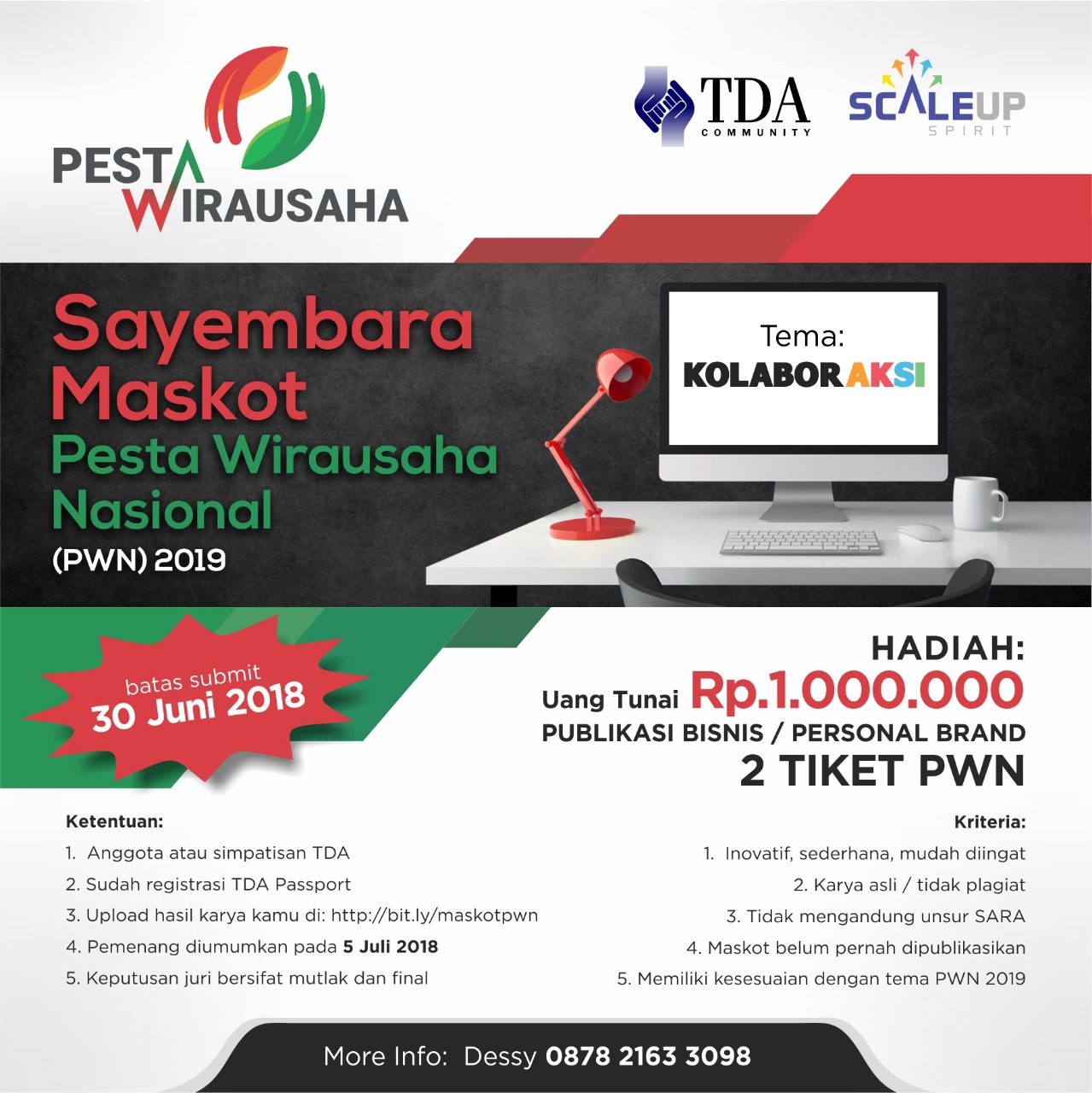 Sayembara Desain Maskot Pesta Wirausaha TDA 2019